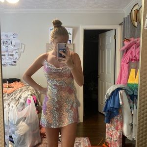 Saints + Secrets US Small Pink Sequin Dress